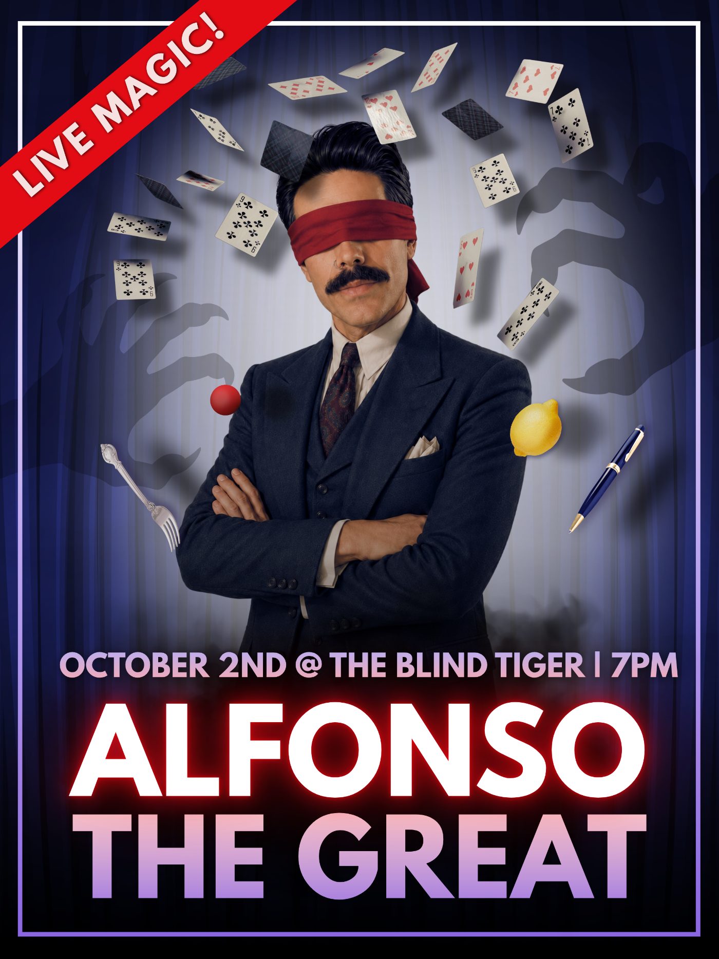 Alfonso the Great live magic show — October 2nd at The Blind Tiger, San Antonio, 7PM